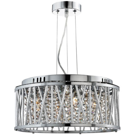Searchlight Elise - Plafonnier à 4 ampoules au fini chrome avec cristaux, G9 (1/3)