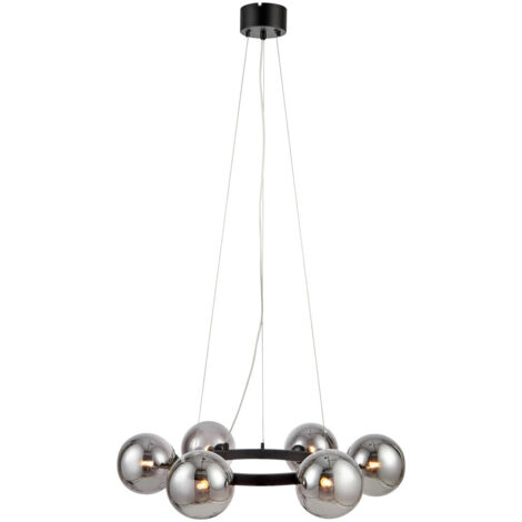 Markslojd CIRCLE Plafonnier 6 Globe Light Noir, Fumée (1/3)