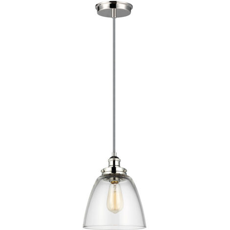 Elstead Baskin - Luminaire suspendu à 1 ampoule en forme de dôme, nickel poli, E27 (1/4)