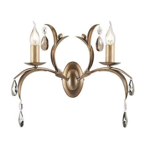 Applique murale métal verre taillé bronze L 44cm lampe de couloir lampe d'escalier (1/5)
