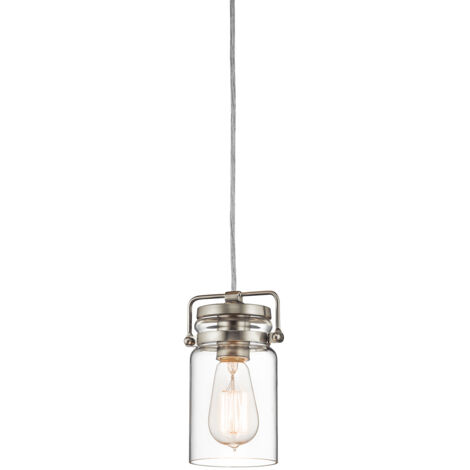 Elstead Brinley - Mini suspension à 1 ampoule au plafond, nickel brossé, E27 (1/5)