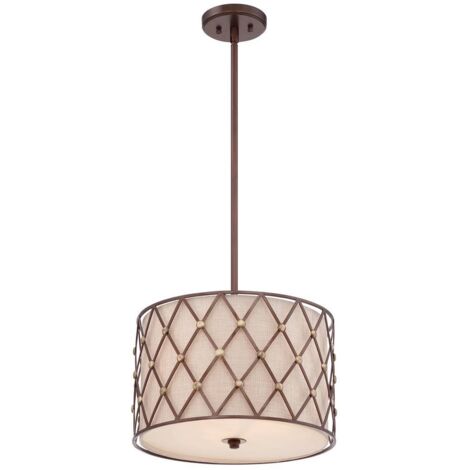 Elstead Brown Lattice - Luminaire suspendu moyen à 3 ampoules, treillis brun cuivre, E27 (1/5)