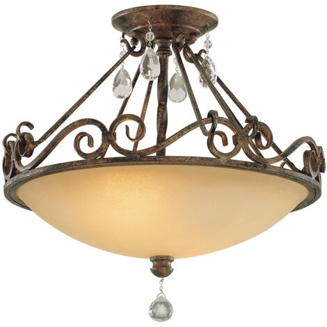 Chateau Feiss 2 lumière semi-plafonnier bronze moka (1/4)