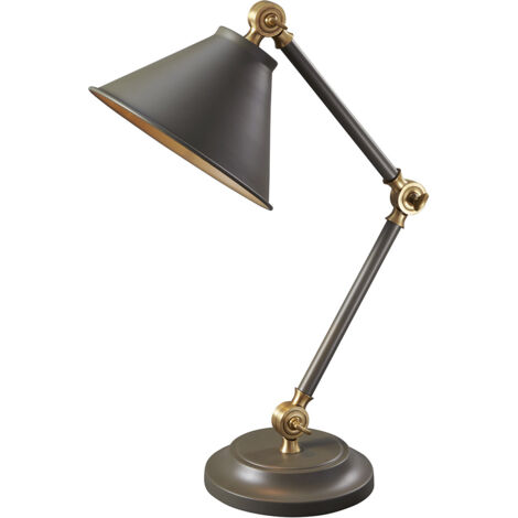 Elstead Provence Element - Lampe de table 1 lumière grise, laiton vieilli, E27 (1/4)