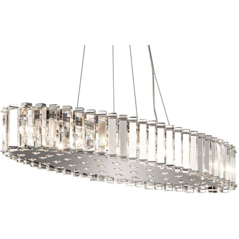 Elstead Crystal Skye - Luminaire suspendu en cristal à 12 ampoules Island Bar, chrome (1/5)