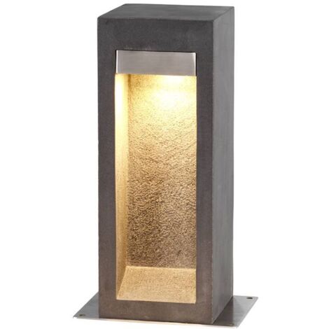 Elstead Parkstone Piédestal d'extérieur en pierre de basalte avec acier inoxydable, 3000K, IP55 (1/5)