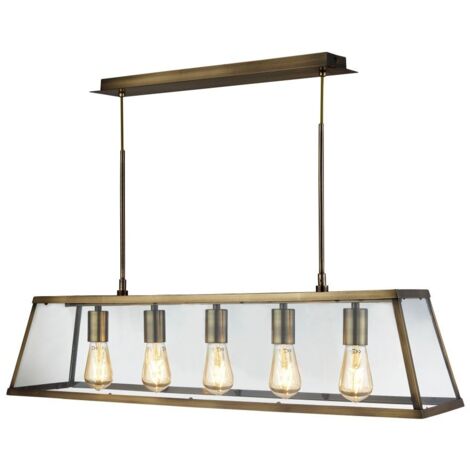 Searchlight Voyager - Barre de suspension à 5 lampes en laiton antique, E27 (1/3)