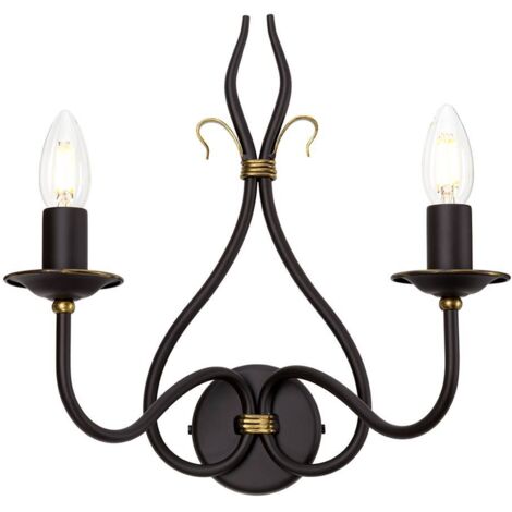 Applique murale classique vintage fer rouille or couloir lumière B 33,7 cm (1/5)