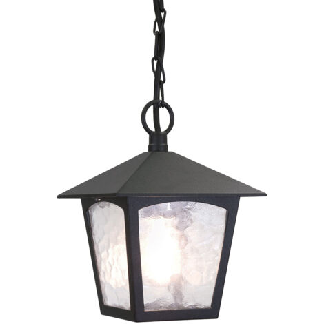 Elstead York - Lanterne à chaîne pour plafond extérieur à 1 ampoule noire IP43, E27 (1/5)