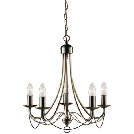 Searchlight Maypole - Luminaire suspendu à 5 bras en laiton antique, E14 (1/3)
