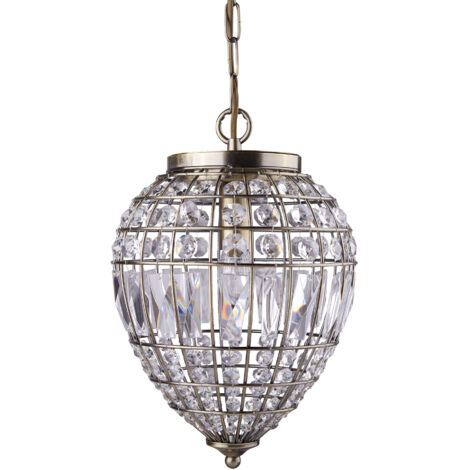 Suspension PINEAPPLE 1L métal laiton antique, verre transparent E14 60w diamètre 23cm (1/4)
