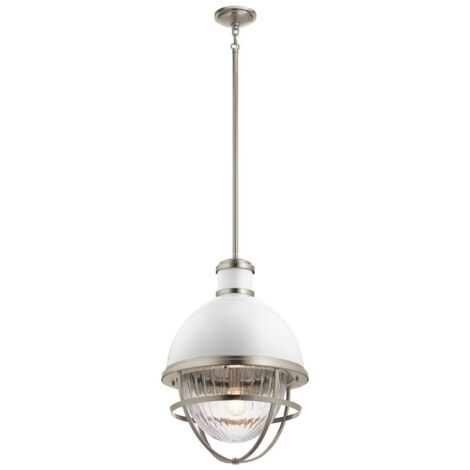 Elstead Kichler Tollis Globe Suspension Plafonnier Nickel Brossé & Blanc (1/5)