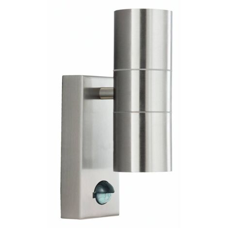 Searchlight Outdoor - Double paroi extérieure en aluminium coulé à 2 lumières avec capteur de mouvement IP44, GU10