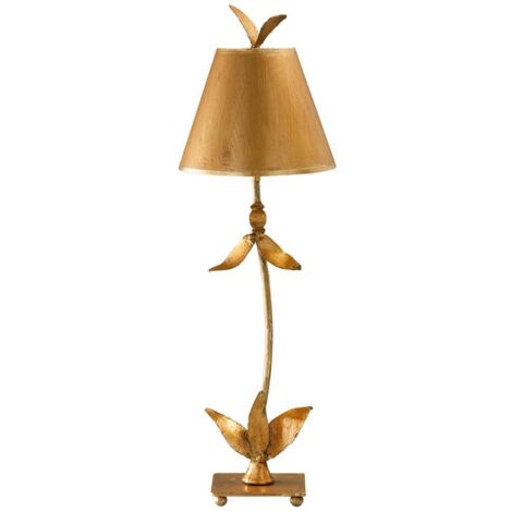 Elstead Red Bell - 1 Lampe de Table Lumineuse Design Feuilles Florales Feuille d'Or, E27 (1/5)