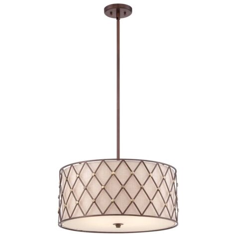 Elstead Brown Lattice - Grand plafond suspendu à 4 ampoules en treillis brun cuivre, E27 (1/5)