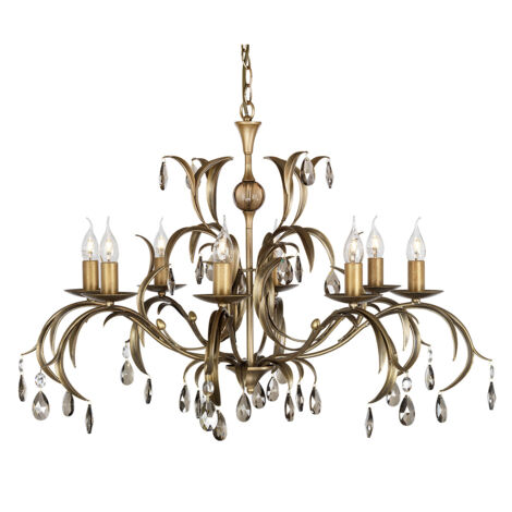 Elstead Lily - Lustre à 8 lumières, motif de feuilles florales en bronze métallique (1/2)