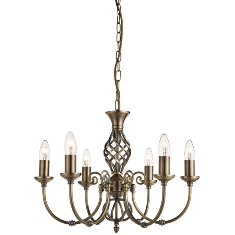 Searchlight Zanzibar - Luminaire suspendu à 6 bras multiples en laiton antique, E14 (1/3)