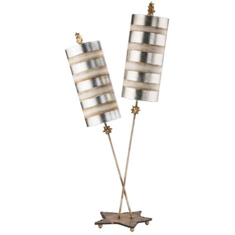 Elstead Nettle Luxe - Lampe de table à 2 lampes crème, feuille d'argent, E27 (1/5)
