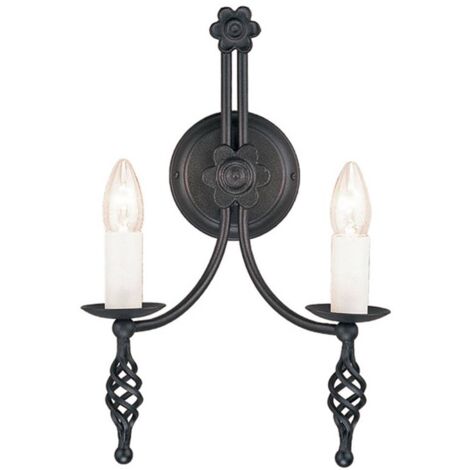 Elstead Belfry - Applique murale d'intérieur à 2 ampoules, noir, E14 (1/4)