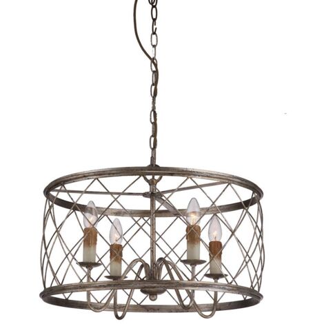 Elstead - Suspension de plafond à 4 ampoules Cage Century Silver Leaf, E14 (1/5)