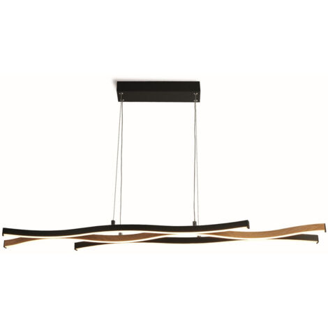 Bloom Suspension de plafond à DEL Swirl, noir avec effet bois (1/5)
