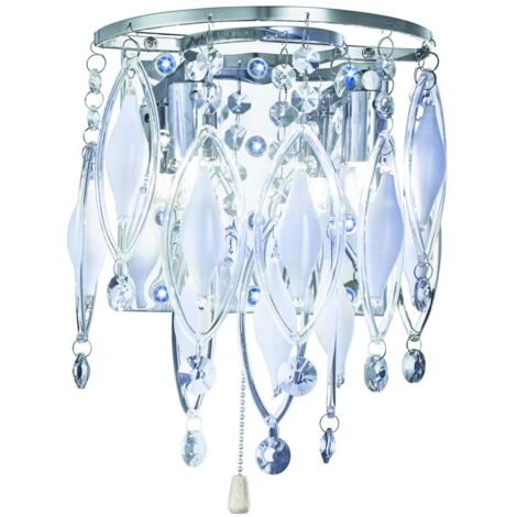 Searchlight Spindle - Applique murale à 2 ampoules LED en verre pour l'intérieur, chrome, G9