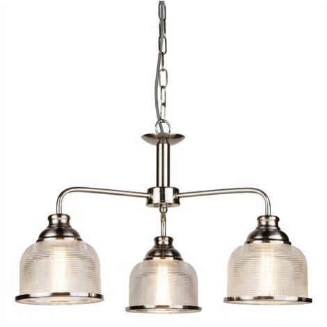 Searchlight Bistro - Plafonnier à 3 bras multiples, argent, blanc, E27 (1/3)