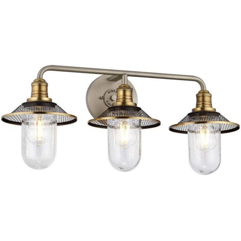 Rigby Hinkley Applique Murale à 3 Lumières Nickel Antique avec Laiton Héritage IP44 (1/5)