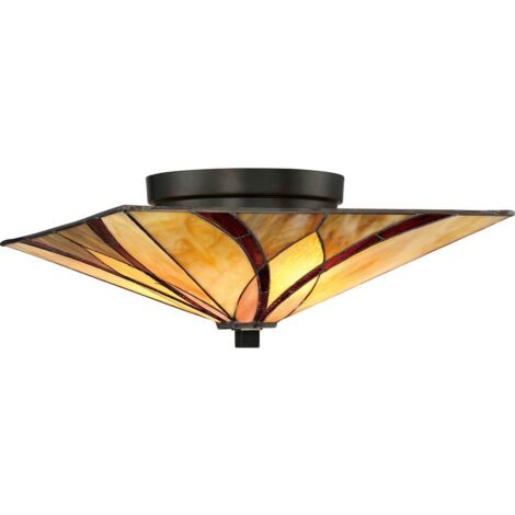 Elstead Asheville - Plafonnier à 2 Lumières, Bronze, Verre Tiffany, E27 (1/5)