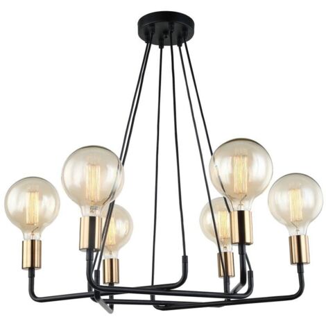 Italux Betty - Suspension moderne en bronze, noir à 6 lumières, E27 (1/2)