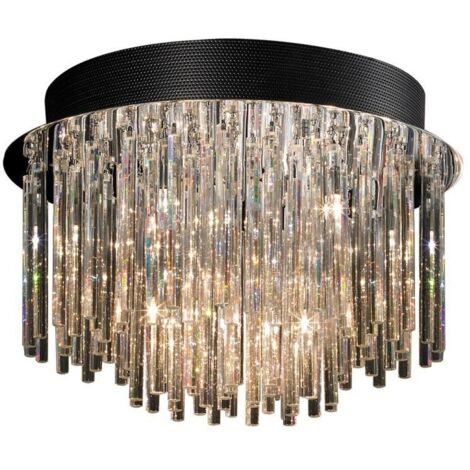 Italux Spillo - Plafonnier affleurant classique Chrome 10 lumières avec abat-jour en cristal G4 (1/3)