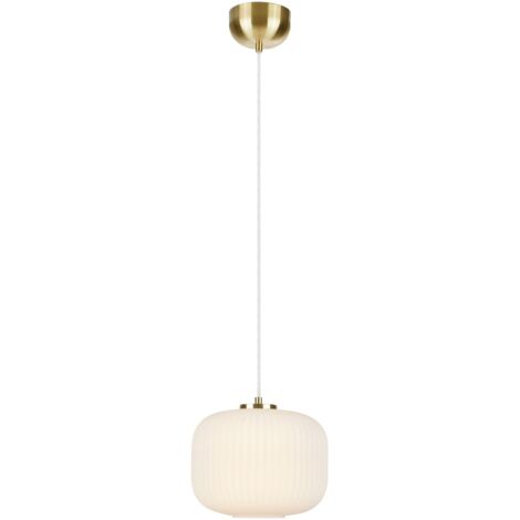 Markslojd SOBER Suspension Plafonnier 1 Globe Light Laiton Brossé, Blanc (1/3)
