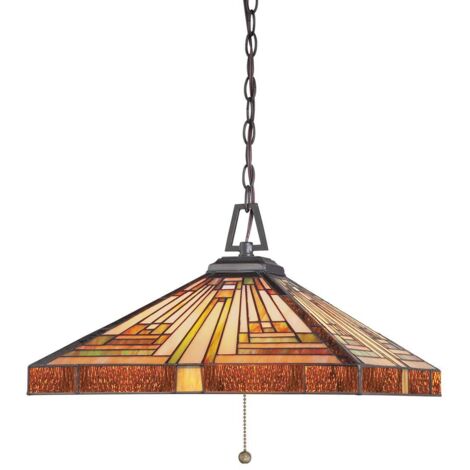 Elstead Stephen - Luminaire suspendu Tiffany à 3 ampoules, bronze vintage, E27 (1/5)