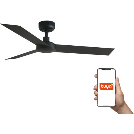 Faro Cruiser Petit ventilateur de plafond à 3 pales noir mat, système intelligent Tuya (1/2)