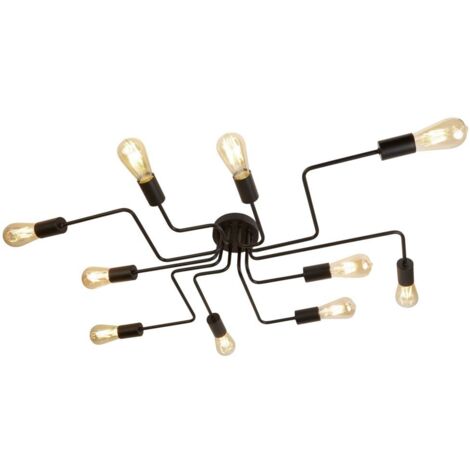 Searchlight Circuit - Plafonnier affleurant à 10 ampoules noir mat, E27 (1/3)