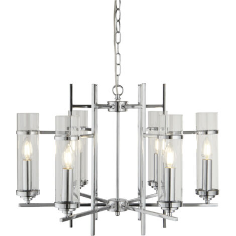Searchlight Milo - Luminaire suspendu à 6 bras multiples, chrome, verre six, E14 (1/4)