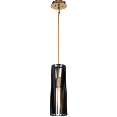 Elstead Kichler Linara Plafonnier Slim Suspension Noir & Laiton Naturel (1/5)