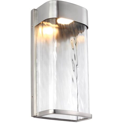 Elstead Bennie - Grande applique murale d'extérieur à 1 ampoule LED en acier brossé IP44 (1/5)