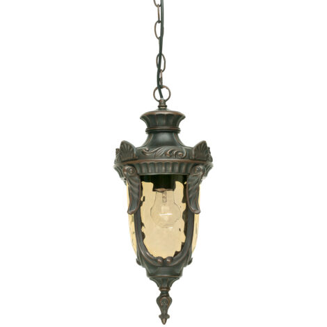 Elstead Philadelphia - Lanterne à chaîne de plafond extérieure moyenne à 1 lumière, bronze vieilli IP44, E27 (1/4)