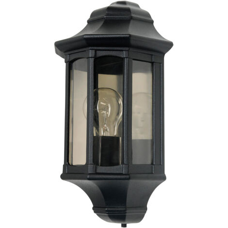 Elstead Newbury - Demi-lanterne murale extérieure à 1 ampoule noire IP44, E27 (1/4)