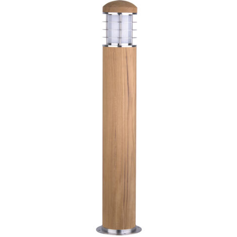 Elstead Poole - Borne d'extérieur à 1 ampoule en acier inoxydable, teck IP55, E27 (1/4)