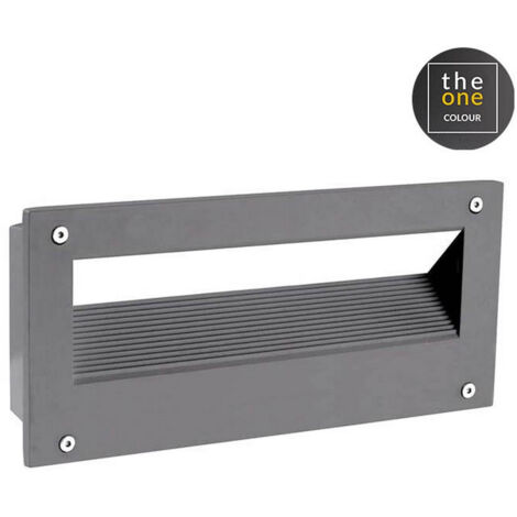LEDS C4 Micenas LED Applique Murale Encastrée Extérieure Rectangulaire à LED Gris Urbain, Mat IP65 5.5W 3000K Dimmable