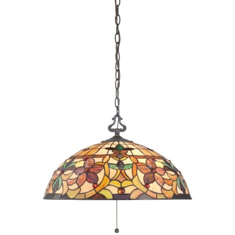 Elstead Kami - Luminaire suspendu Tiffany à 3 ampoules, bronze vintage, E27 (1/5)