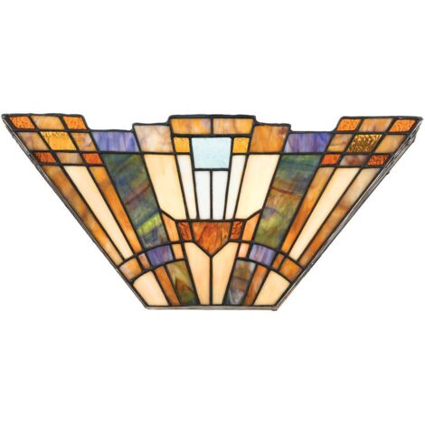 Elstead Inglenook - 2 lampes Tiffany Uplighters en verre Tiffany, E14 (1/4)