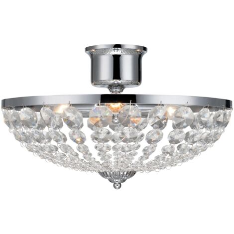 Markslojd GRS105316 - Plafonnier semi-affleurant à 3 ampoules en cristal chromé, E14 (1/3)