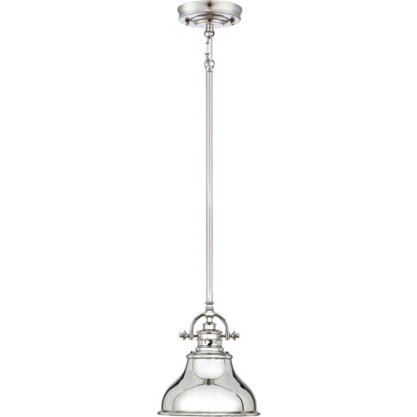 Elstead Emery - Mini suspension plafonnier à 1 ampoule en argent, E27 (1/8)