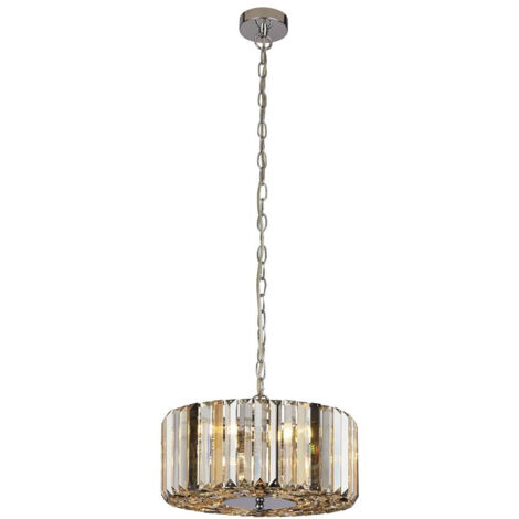 Suspension, lampe suspendue, plafonnier, acier doux chromé, hauteur réglable, H 35 cm (1/3)