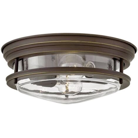 Hadrian Hinkley 2 Lumière Plafonnier Bronze Huilé avec Verre IP44 (1/4)