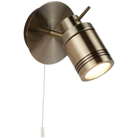Searchlight Samson - Projecteur mural à 1 lumière LED pour salle de bain, laiton antique IP44, GU10 (1/3)