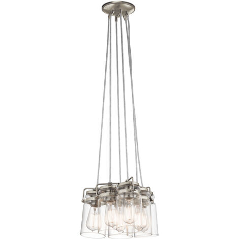 Elstead Brinley - Luminaire suspendu à 6 grappes, nickel brossé, E27 (1/5)